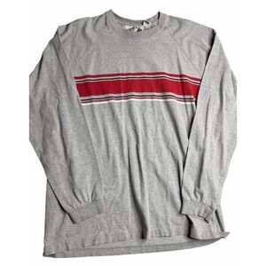 Vintage Box Office‎ Sweatshirt Mens M Gray Striped Crewneck USA Made 90s